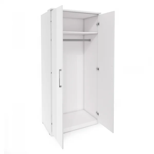 Armadio 90x217h cm 2 ante moderno bianco opaco e lucido Naper