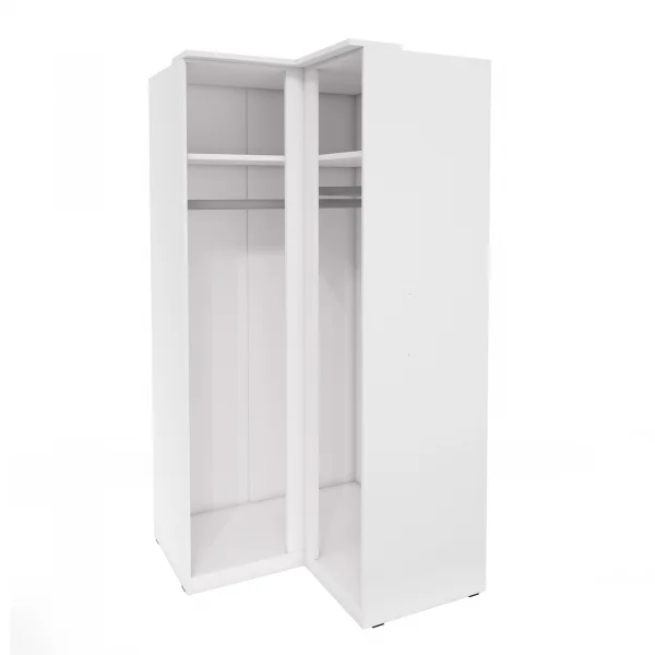 Armadio ad angolo 109x217h cm 2 ante bianco opaco e lucido Naper