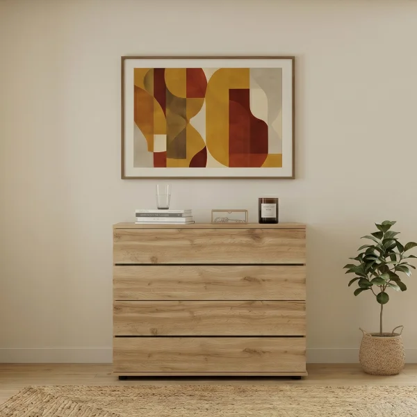 Comò 80x80h cm 4 cassetti moderno quercia Tamika
