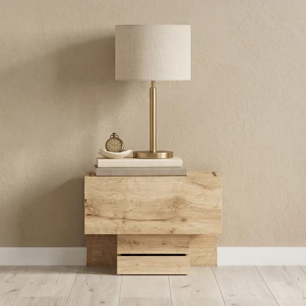 Comodino 45x32h cm 1 cassetto moderno design quercia Tamika