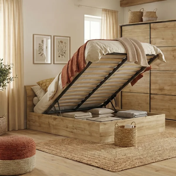 Letto alla francese 140x200cm con contenitore quercia Tamika