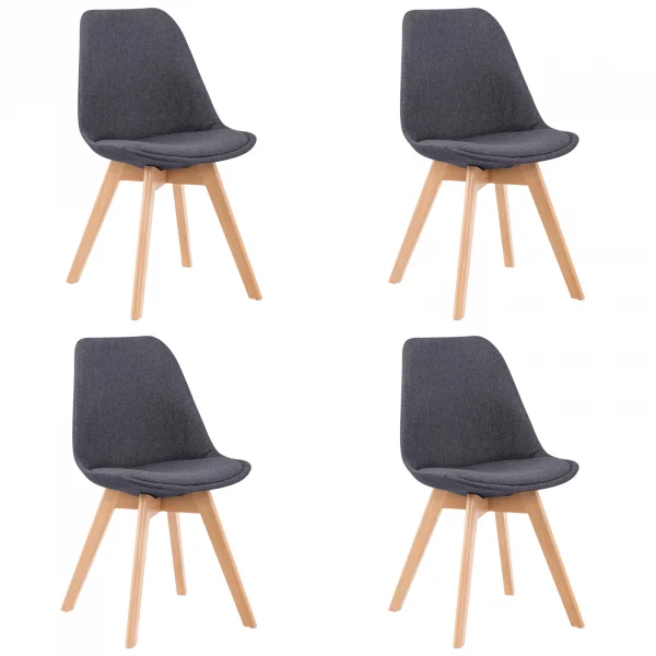 Set 4 sedie imbottite in tessuto con gambe in legno antracite rovere Colette
