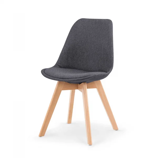 Set 4 sedie imbottite in tessuto con gambe in legno antracite rovere Colette
