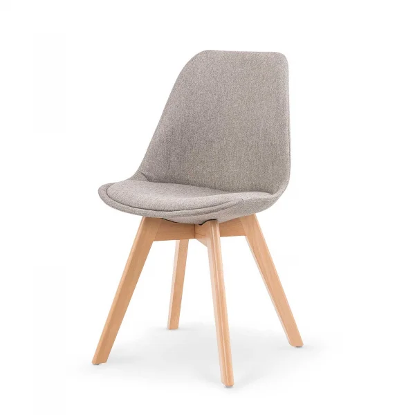 Set 4 sedie imbottite in tessuto con gambe in legno grigio chiaro rovere Colette