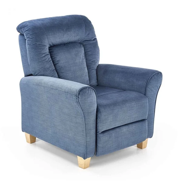 Poltrona reclinabile imbottita in tessuto blu Dorotea
