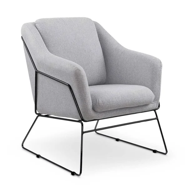Poltrona imbottita moderna struttura metallo nero grigio Erminia2