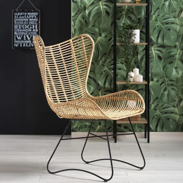 Poltrona da esterno in rattan beige nero Livia