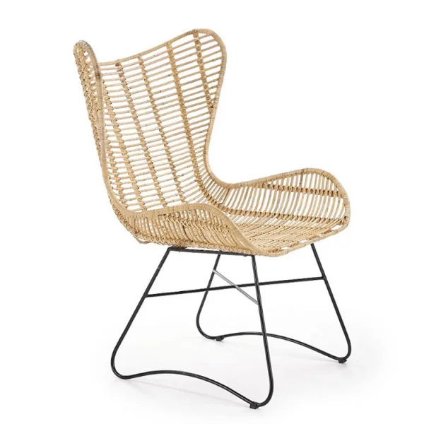 Poltrona da esterno in rattan beige nero Livia