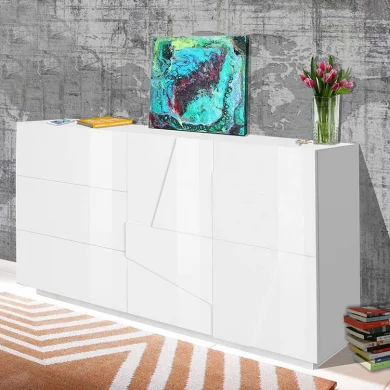 Credenza 2 ante 3 cassetti bianco lucido Samos Gihome ®