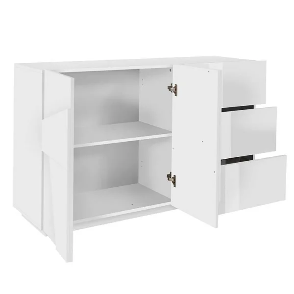 Credenza 2 ante 3 cassetti bianco lucido Zenzero Gihome ®