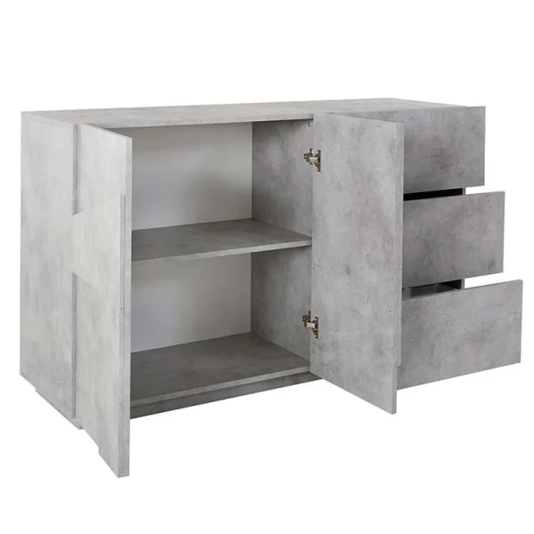 Credenza 2 ante 3 cassetti cemento Zenzero Gihome®