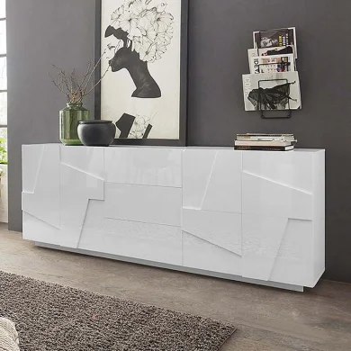 Credenza 4 ante 3 cassetti bianco lucido Samos Gihome ®