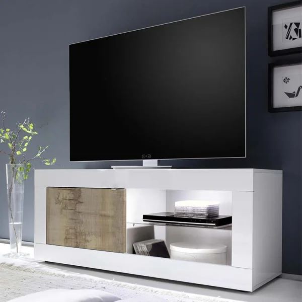 Mobile porta tv 140x56h cm bianco lucido pero Eternity