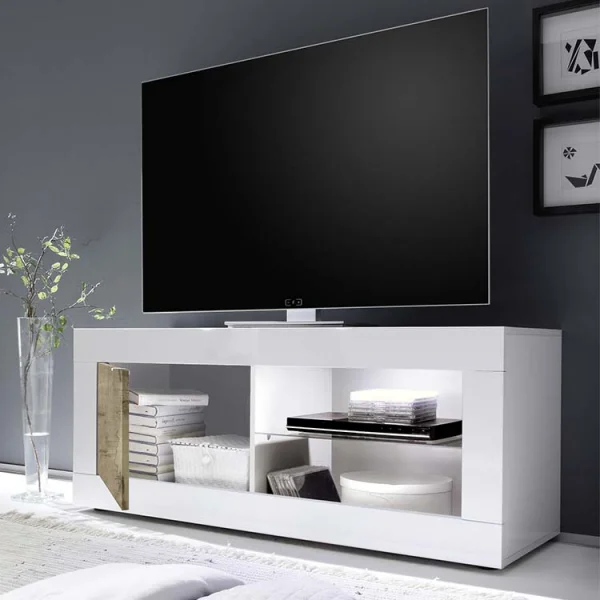 Mobile porta tv 140x56h cm bianco lucido pero Eternity