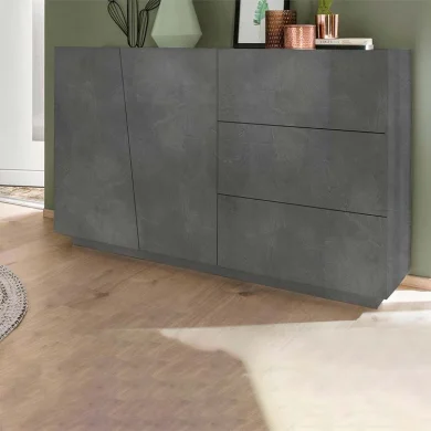 Credenza 2 ante 3 cassetti grigio ossido Candia 140 Gihome®