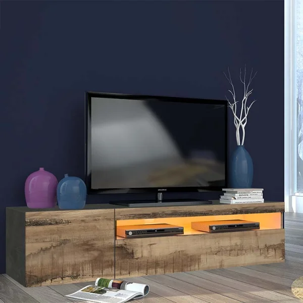 Mobile porta tv 155x37cm 1 anta ardesia acero Light Small Gihome®