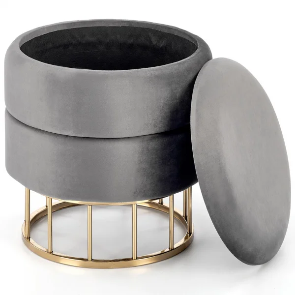 Pouf contenitore in tessuto grigio Neril