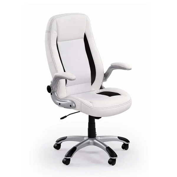 Sedia da gaming con braccioli e ruote da ufficio bianco Boxster