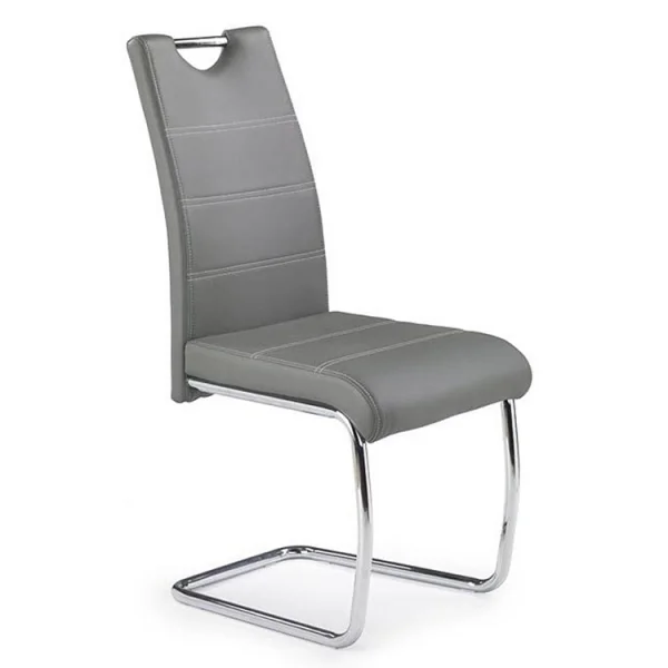 Sedia in ecopelle design moderno grigio struttura in acciaio cromato Deva
