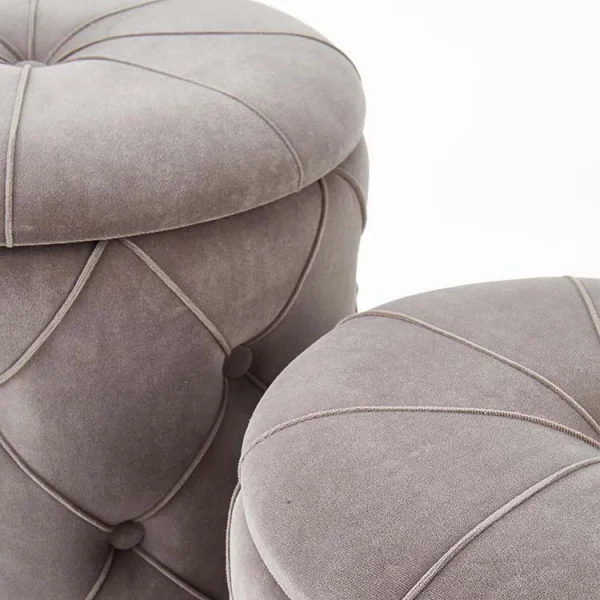 Set 2 pouf con contenitore in velluto grigio Emil