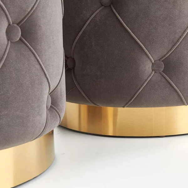 Set 2 pouf con contenitore in velluto grigio Emil