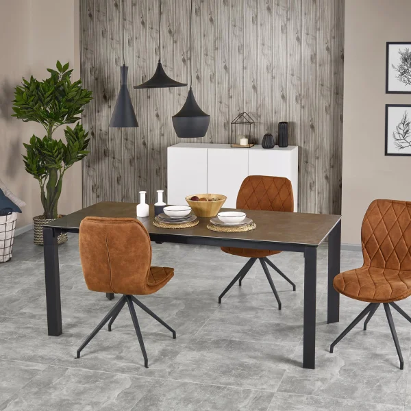 Tavolo allungabile 120/180cm effetto pietra acciaio nero Alder