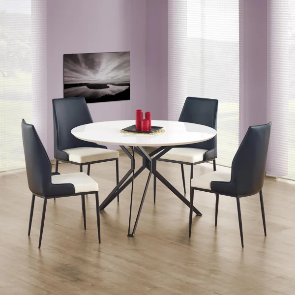 Tavolo 120x120cm da pranzo rotondo bianco nero Margherita Gihome®