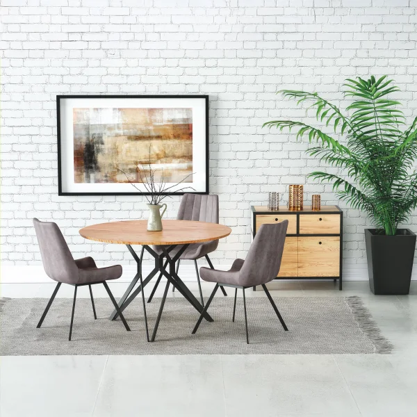 Tavolo da pranzo rotondo 120x120cm rovere dorato nero Margherita Gihome®