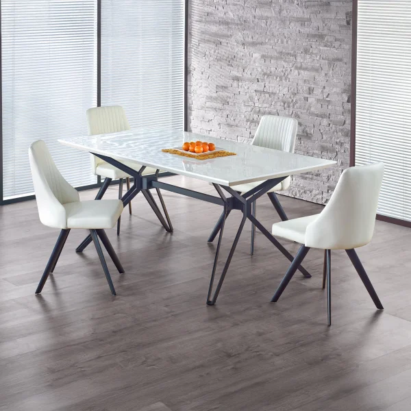 Tavolo 160x90cm design rettangolare laccato bianco lucido nero Ercole