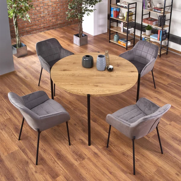 Tavolo rotondo 120x120cm moderno rovere nero Orchidea