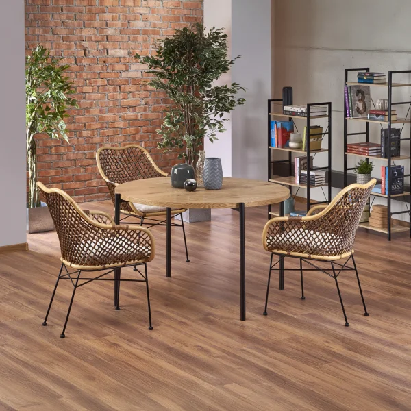 Tavolo rotondo 120x120cm moderno rovere nero Orchidea