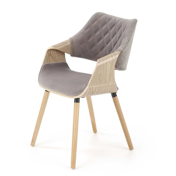 Sedia imbottita in velluto grigio rovere Britta