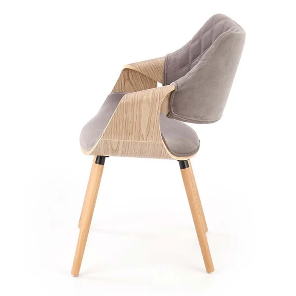 Sedia imbottita in velluto grigio rovere Britta