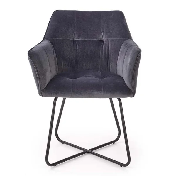 Sedia imbottita in velluto grigio nero industrial Elsa