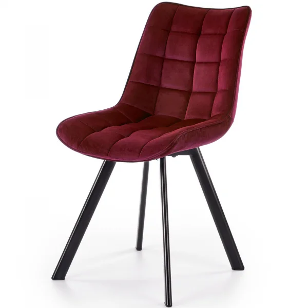 Sedia imbottita in velluto rosso bordeaux industrial Tessa
