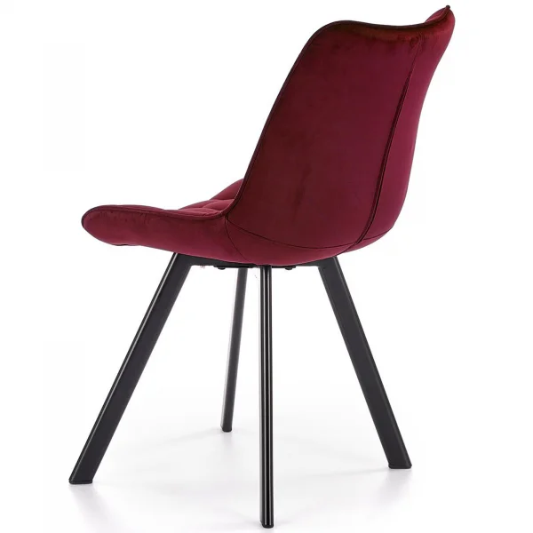 Sedia imbottita in velluto rosso bordeaux industrial Tessa