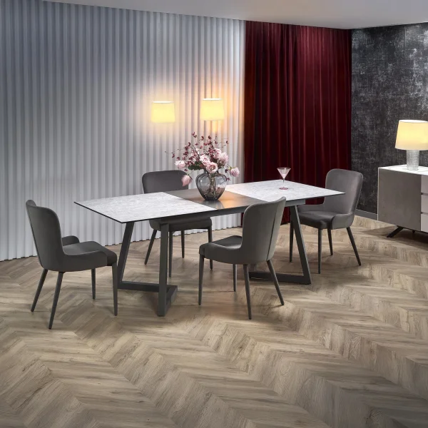 Tavolo allungabile 160/210cm moderno vetro acciaio grigio Jennifer