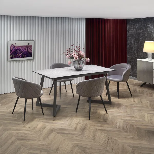 Tavolo allungabile 160/210cm moderno vetro acciaio grigio Jennifer
