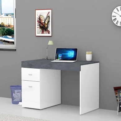 Scrivania ufficio moderna 100x60cm bianco lucido cemento Becka big