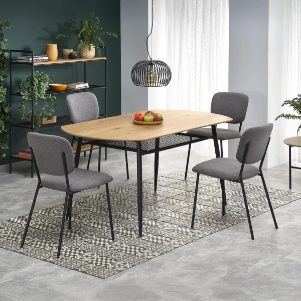Tavolo 160x90cm da pranzo moderno rovere dorato nero Wilson
