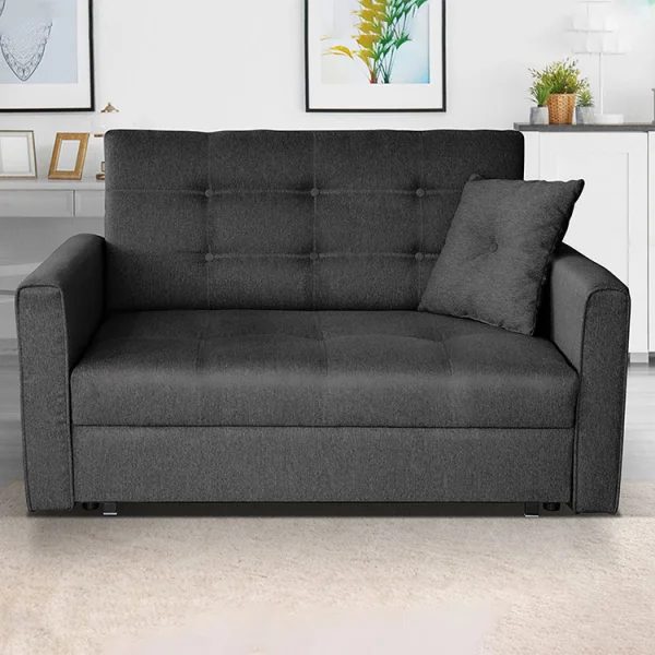 Divano letto 2 posti 133cm imbottito in tessuto antracite Isidore