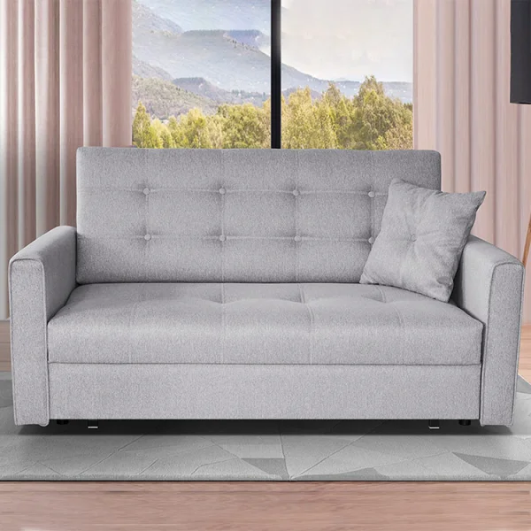 Divano letto 3 posti 153cm imbottito in tessuto grigio Isidore
