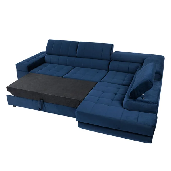 Divano letto angolare destra imbottito 271x203cm blu Canosio
