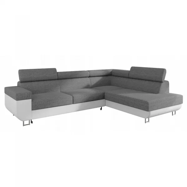 Divano letto angolare destra matrimoniale 253x188cm grigio bianco Almese