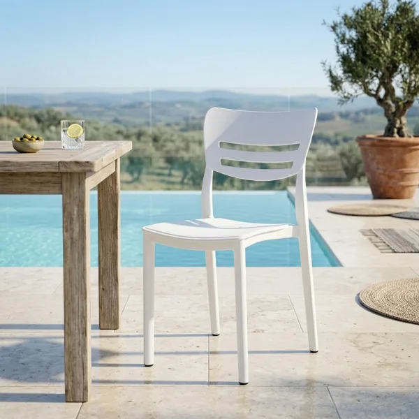 Sedia da giardino esterno bar dehors impilabile polipropilene bianco Greta