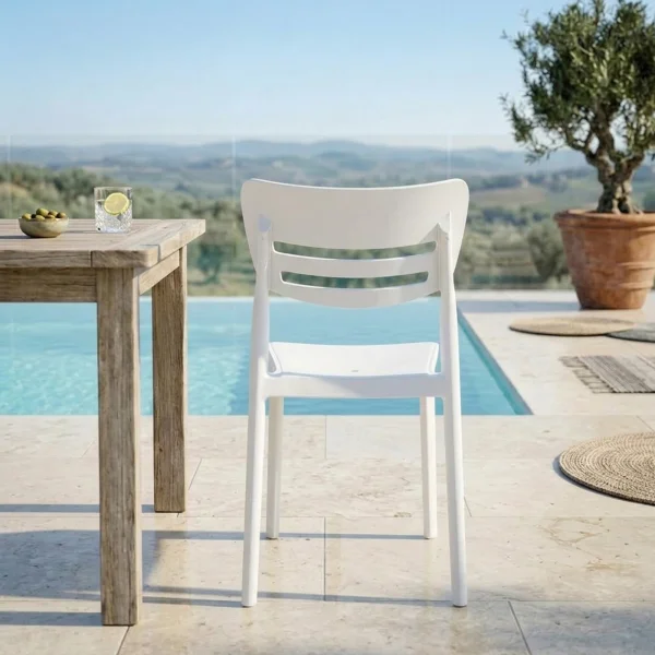 Sedia da giardino esterno bar dehors impilabile polipropilene bianco Greta