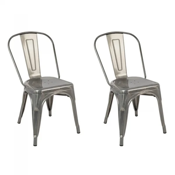 Set 2 sedie sala da pranzo in metallo impilabili industrial grigio laccato Lix