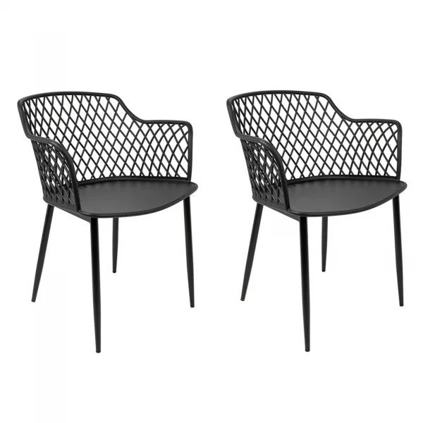 Set 2 sedie polipropilene con braccioli nero Messina
