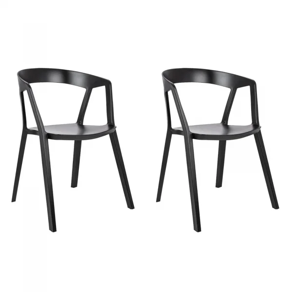 Set 2 sedie sala da pranzo impilabili in polipropilene nero Gandia