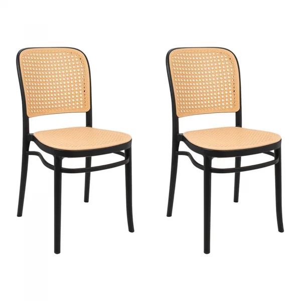 Set 2 sedie sala da pranzo in polipropilene beige nera Vienna